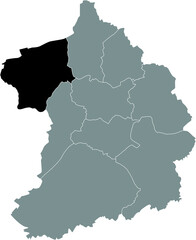 Black location map of the Düsseldorfer Stadtbezirk IV Borbeck district inside the German regional capital city of Essen, Germany