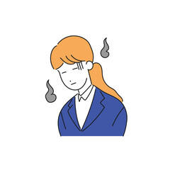 落ち込む新入社員の女性のイラスト