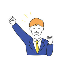 やったね！喜ぶ新入社員の男性のイラスト
