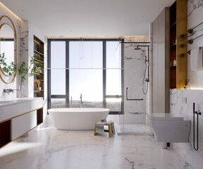 Fototapeta na wymiar 3d render of luxury bathroom