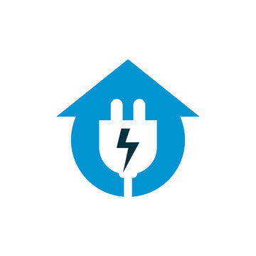 Home Electrical Instalation Logo. House Power Electricity Icon Vector