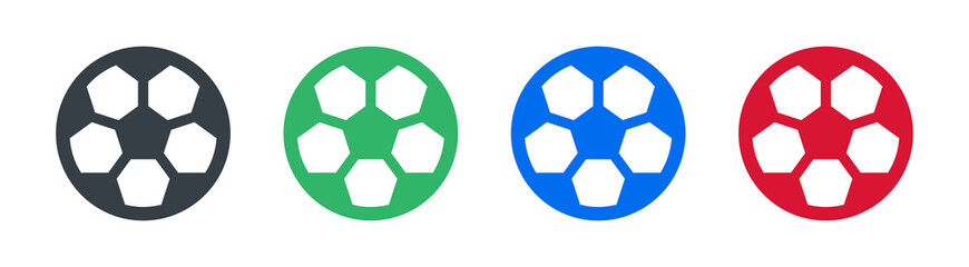 Shape of soccer ball or football icons set. Sport equipment concept