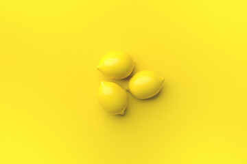 Lemons 3d monochrome image with copy space.