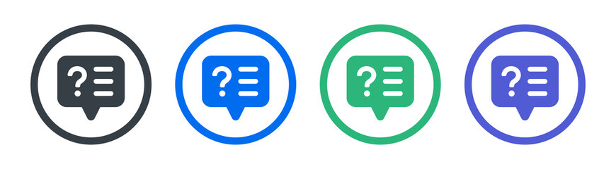 Question vector icon. Survey in text message symbol. Ask information illustration.