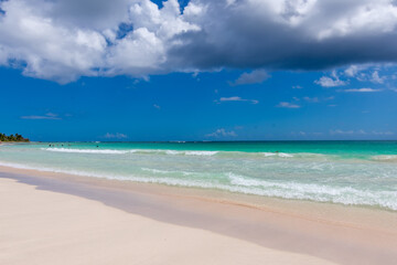 caribbean sand beach and blue sky