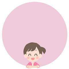 笑顔の女の子とフレームのイラスト
