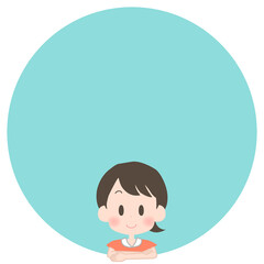 笑顔の女の子とフレームのイラスト