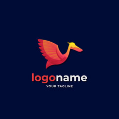 Obraz premium abstract pelican logo gradient style for flight travel adventure business company 