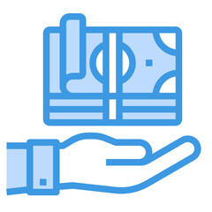 Cash blue line icon