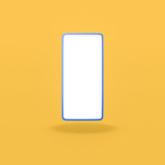 Blank Screen Mobile Phone on Yellow Background