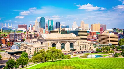 Kansas City, Missouri, USA Downtown City Skyline