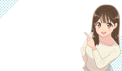 指差して注目を促す可愛い女の子