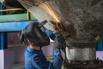 Grinding stainless tank repair silo