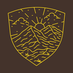 Nature adventure wild mountain cliff line badge patch pin graphic illustration vector art t-shirt design