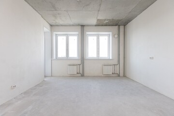interior of the apartment without decoration in gray colors
