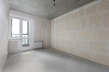 interior of the apartment without decoration in gray colors
