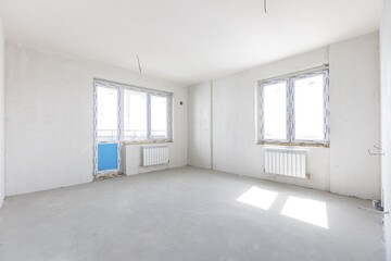 interior of the apartment without decoration in gray colors