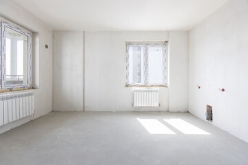 interior of the apartment without decoration in gray colors