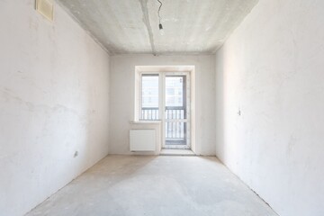 interior of the apartment without decoration in gray colors