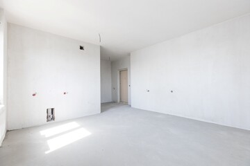 interior of the apartment without decoration in gray colors