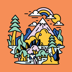 Mountain nature adventure wild colorful graphic illustration vector art t-shirt design