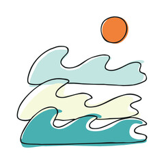 Beach sea wave nature watercolor graphic illustration vector art t-shirt design