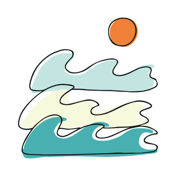 recommend clip art: Beach sea wave nature watercolor graphic illustration vector art t-shirt design