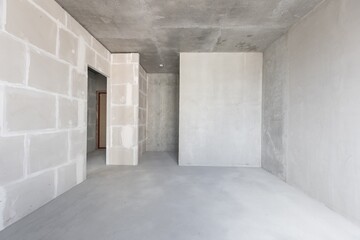 interior of the apartment without decoration in gray colors