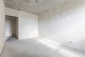 interior of the apartment without decoration in gray colors