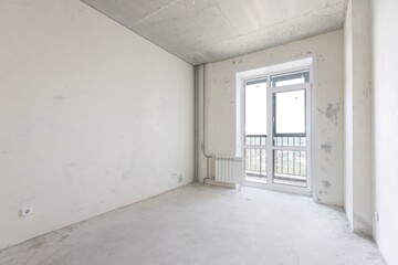 interior of the apartment without decoration in gray colors