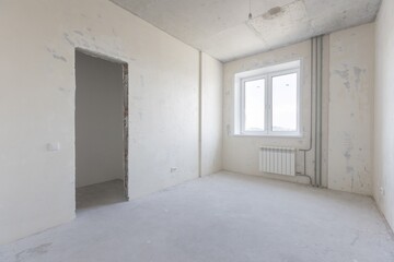 interior of the apartment without decoration in gray colors