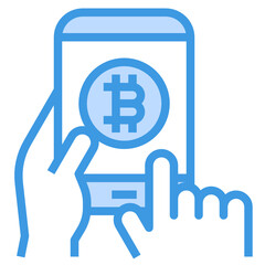 Bitcoin blue line icon