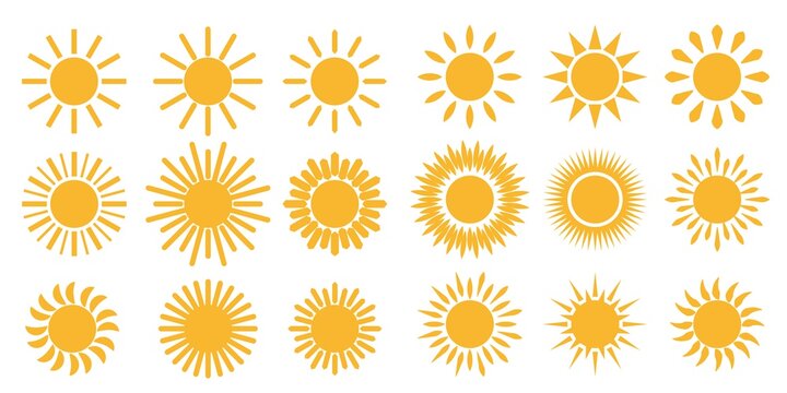 Set of icon, Sun, sunny icons collection. Weather icons. illustration Vector.