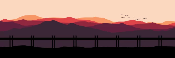 Foto op Canvas sunset in the mountains vector illustration © FahrizalNurMuhammad