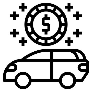 car with dollar coin icon clip art preview