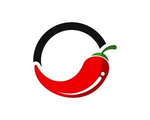 Half circle shape with hot and red chili