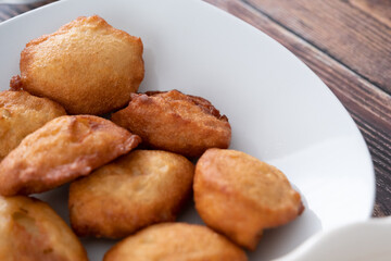 Nigerian Deep Fried Akara beancake served with Custard