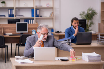 Two male employees working in the office