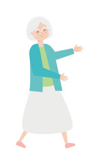 happy grandmother walking