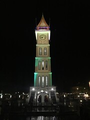 Potrait of the “big o’clock” in the city of Bukittinggi, Sumatera Barat at night.