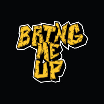 Bing Me Up lettering with flash vector illustration.