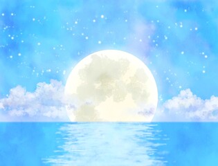 海と大きな月