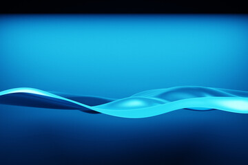 3d illustration of  design blue  abstract wave on a blue background.  Shape pattern. Technology geometry  background.