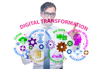Businessman in digital transformation concept