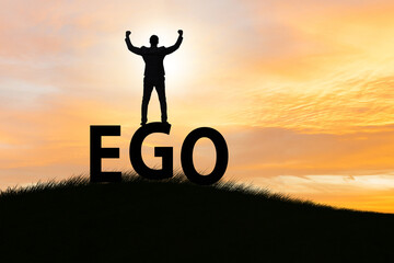 Concept of ego with businessman - obrazy, fototapety, plakaty
