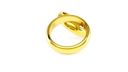 Couple of gold ring gift for romance wedding golden shiny and glossy on white 3d rendering