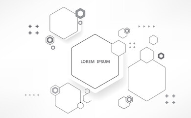 Vector geometric white background. Hexagon shape info graphic.