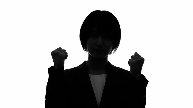 ガッツポーズする女性 シルエット Stock Photo Adobe Stock