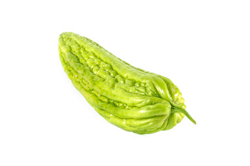 Green raw gourd close-up on a white background
