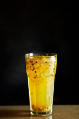 juice in a glass on the table 